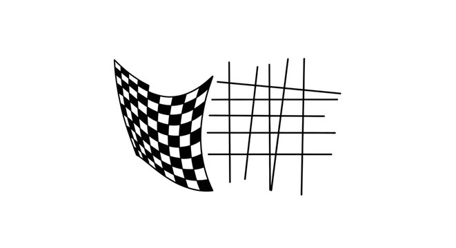 Checkered flag and racing lines symbol.