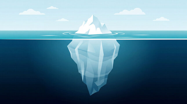 Iceberg Above Below Waterline Split Illustration Business Concept Hidden Mass Ocean
