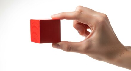 Obraz premium Hand Holding Red Cube