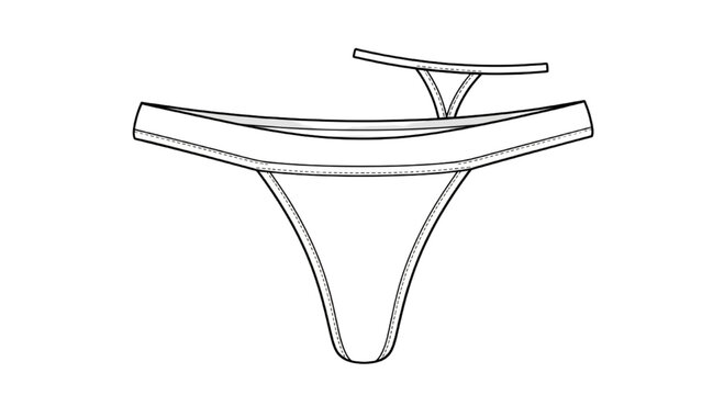 Illustration shows a detailed drawing of women's thong underwear