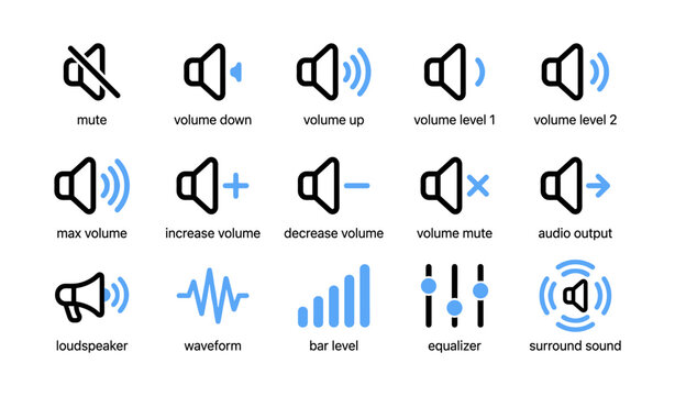 Audio and volume control icons displayed in grid layout
