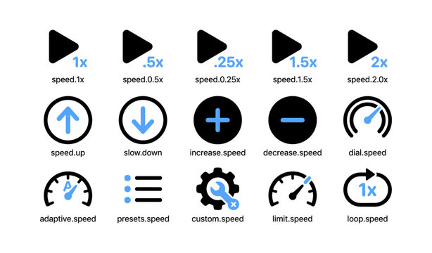 Playback speed and control icons displayed in grid