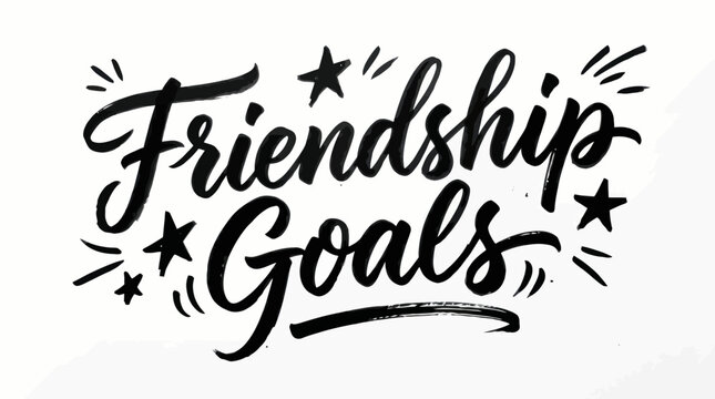 Friendship Goals - Hand Drawn Calligraphy with Stars and Sparkles