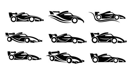 Obraz premium Collection of racing car silhouettes with dynamic designs.