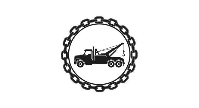 Black and white tow truck logo.