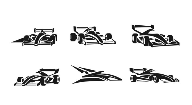 Collection of racing car vector graphics.