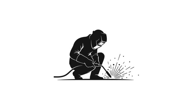 A man welding with sparks flying.