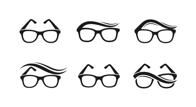 Collection of stylish eyeglasses icons.