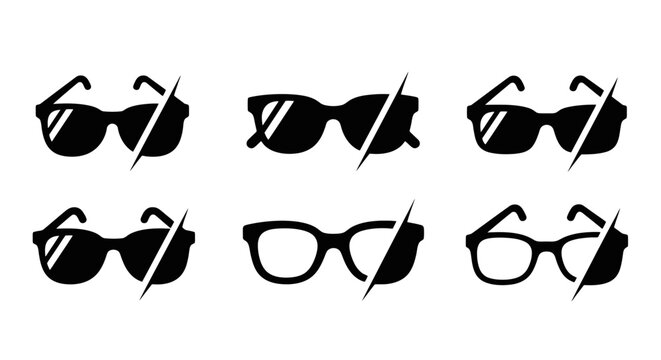 Black icons of glasses with slash.