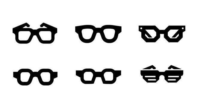 Collection of various eyeglasses icons.