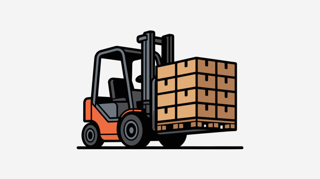 A forklift carrying a stack of wooden pallets