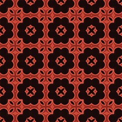 Fototapeta premium A pattern of black and red flowers. The pattern is made up of black and red squares