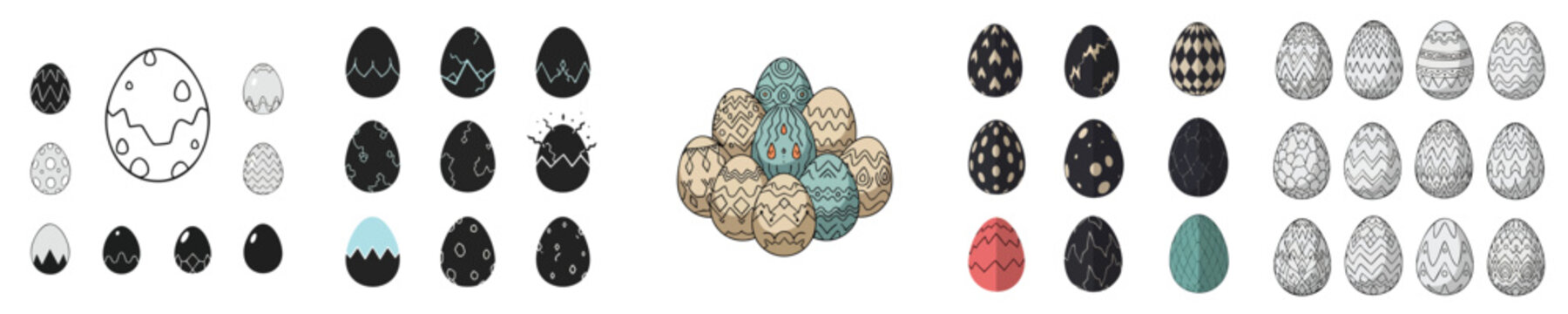 Easter Egg Abstract Pattern Flat Design Vector Illustration Bundle