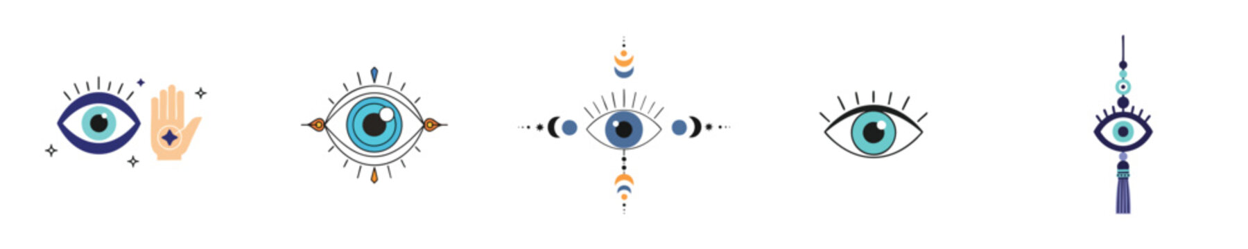Evil Eye Protection Symbol Flat Design Mystic Vector Collection