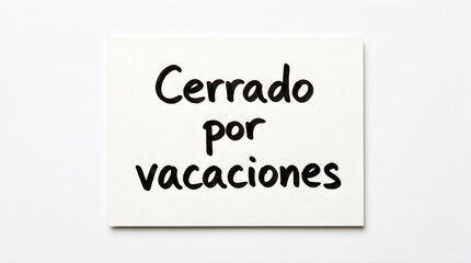 Obraz premium Cerrado por vacaciones handwritten sign on a white card