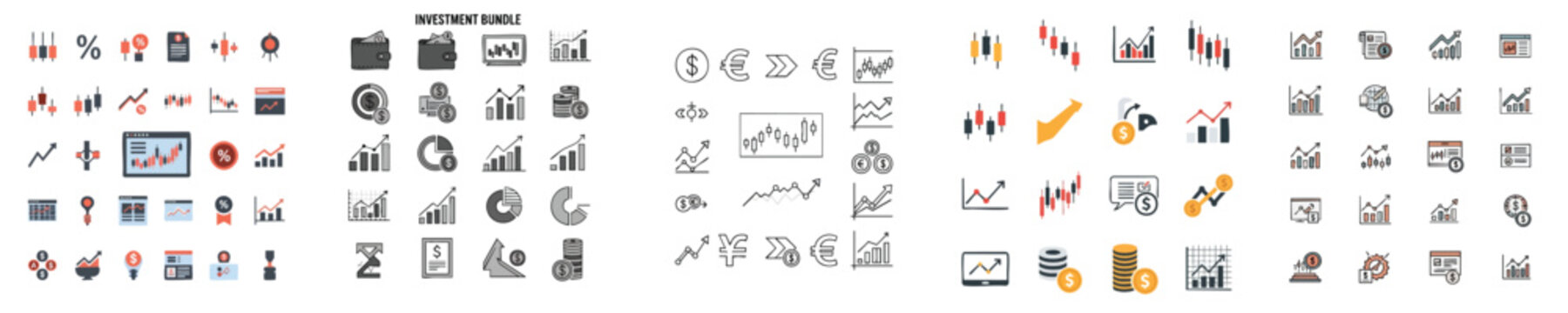 Investment Trading Finance Analytics Flat Design Business Vector Icons