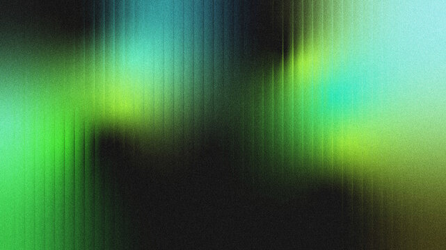 Abstract gradient background with grainy texture, vertical light streaks in neon green and cyan against a dark backdrop.