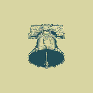 High-quality vector illustration of a liberty bell with vintage engraved style. Perfect for US historical themed graphic design, campaign, t-shirt prints, merchandise, tattoo, agency/organization logo