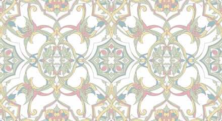 Colorful ornate decorative design pattern. © Marta