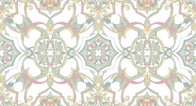 Colorful ornate decorative design pattern.