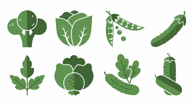 Collection of fresh green vegetables including broccoli, cabbage, peas, cucumbers, and eggplant.