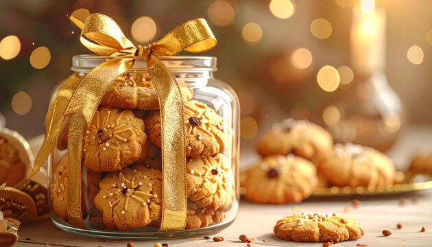 Festive Christmas cookies in jar