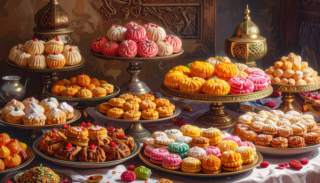 Assorted traditional Arabic sweet pastries