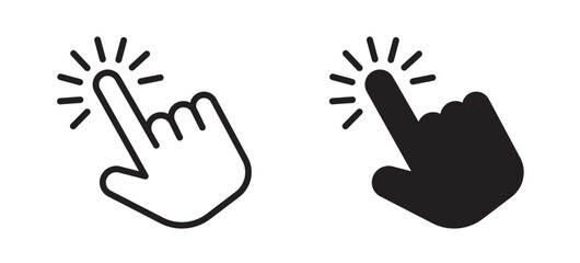 Obraz premium Hand Cursor Click Pointer Finger Icon Set with Motion Lines Flat Vector Illustration