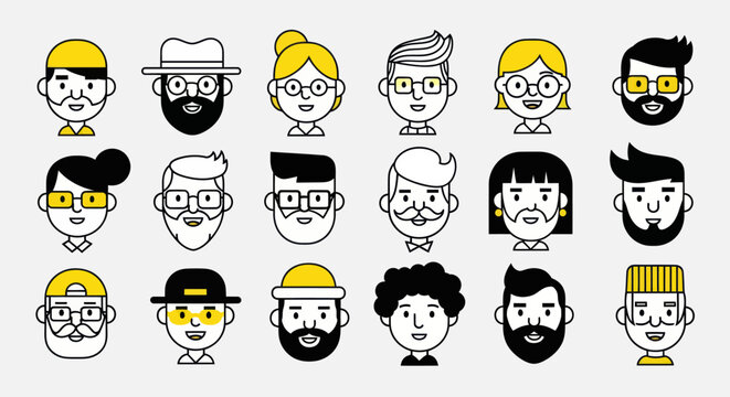 Diverse illustrated people portraits