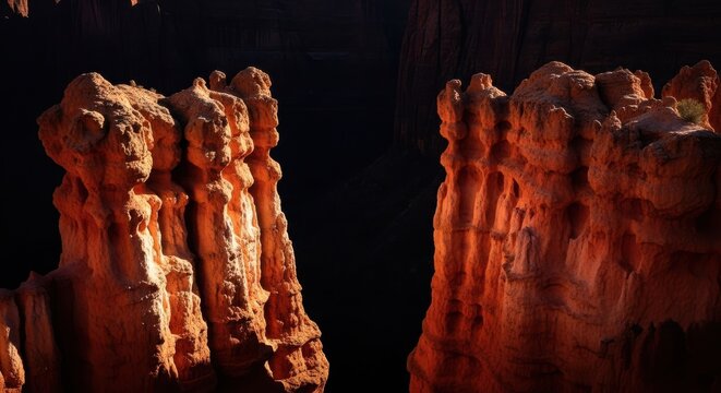 Red Sandstone Cliffs Sculpted by Erosion in Natural Landscape