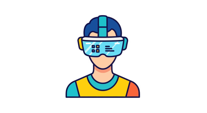 Person wearing virtual reality headset, experiencing digital immersion, futuristic technology