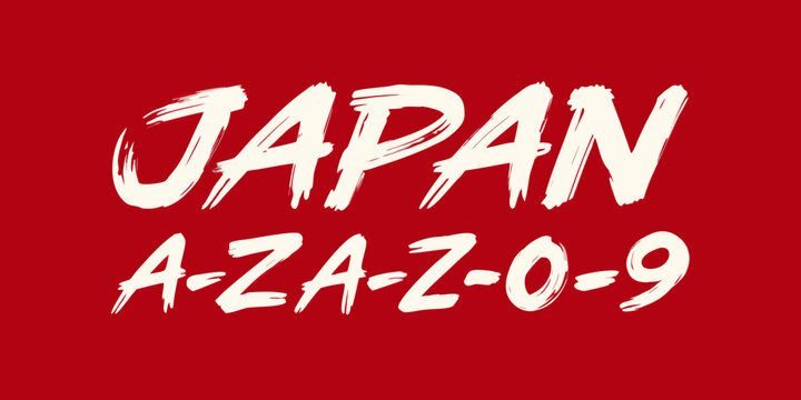 Japan Typography With Alphanumeric Characters White Brushstroke Style