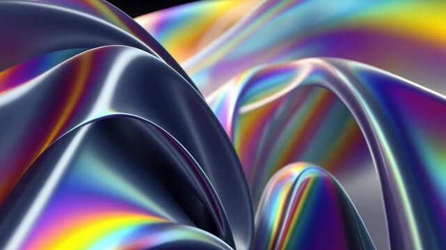 Abstract Colorful Waves of Fabric with Smooth Curves and Texture