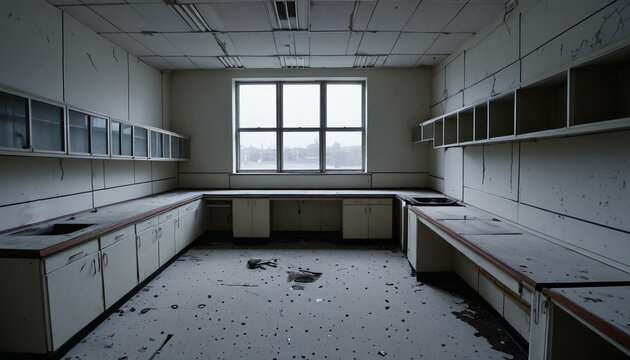 an old, neglected laboratory room