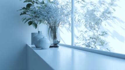 Obraz premium Harmonious Interior Still Life with Floral Accents Near Window Light