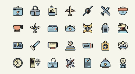Aviation and travel themed icon set © Dika