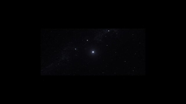 Bright single star shining in deep space with milky way background