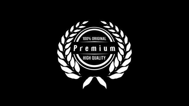 Premium High Quality 100% Original Animated Stamp Laurel Wreath Badge Black Background Loop Video
