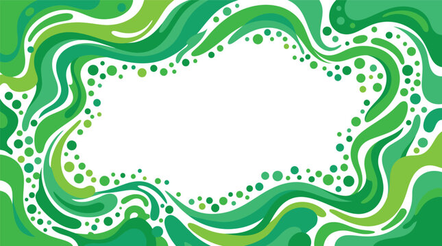 Green wavy abstract frame with dotted border and white central space for text.