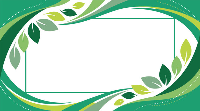 Green leafy abstract frame with white center for cards and invitations.
