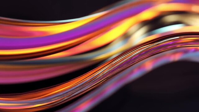 Colorful abstract light waves with smooth flowing patterns and reflections