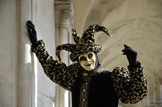 Harlekin mask at carneval in Venice, Italy