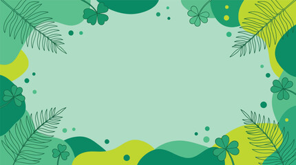 Fototapeta premium Abstract green tropical foliage background with decorative leafy border.