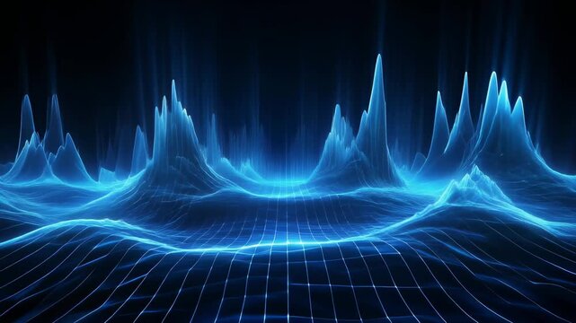 Abstract Blue Cyber Data Mountain Peaks 4K Generative AI