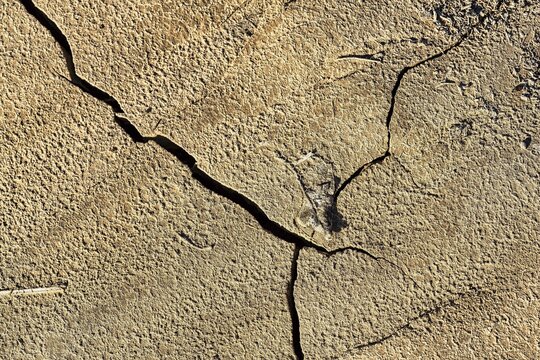 Dry cracks in the ground, pattern, dried mud after flood disaster in Almeria, storm 2012, Andalusia, Spain
