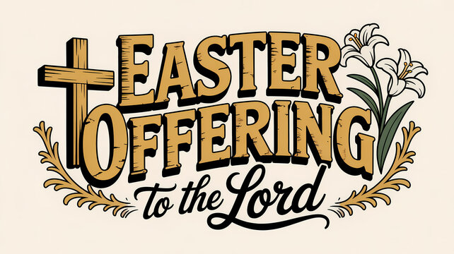Christian Faith Easter Offering: Celebrating Spirituality with Lilies and Cross in Graphic Art Design for Holy Week