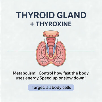 Thyroid Gland and Hormones: Metabolism and Energy Regulation Explained with Detailed Anatomy Illustration for Health Education