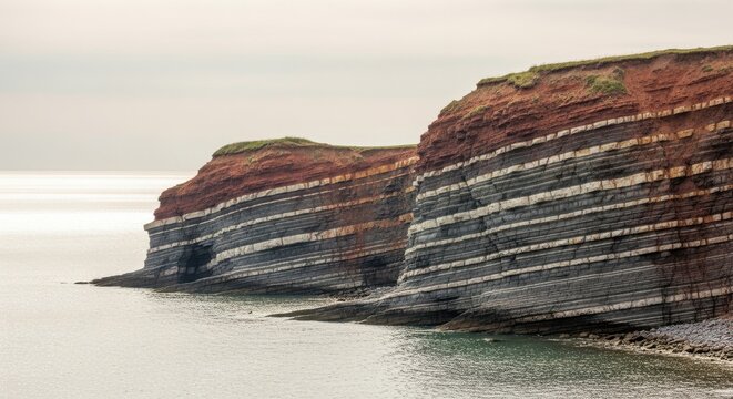 Layered Coastal Cliffs Overlooking the Sea
