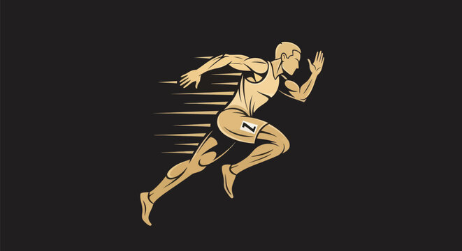 Running athlete silhouette illustration
