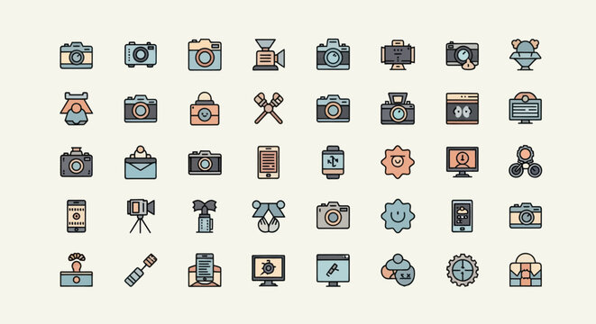 Camera icons collection vector illustration